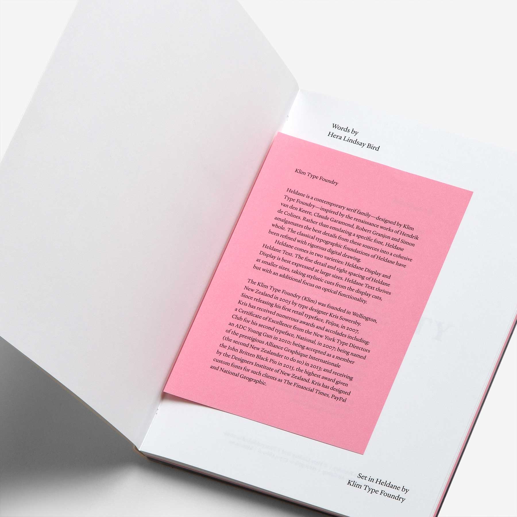 Sincerity/Irony Heldane Specimen Book